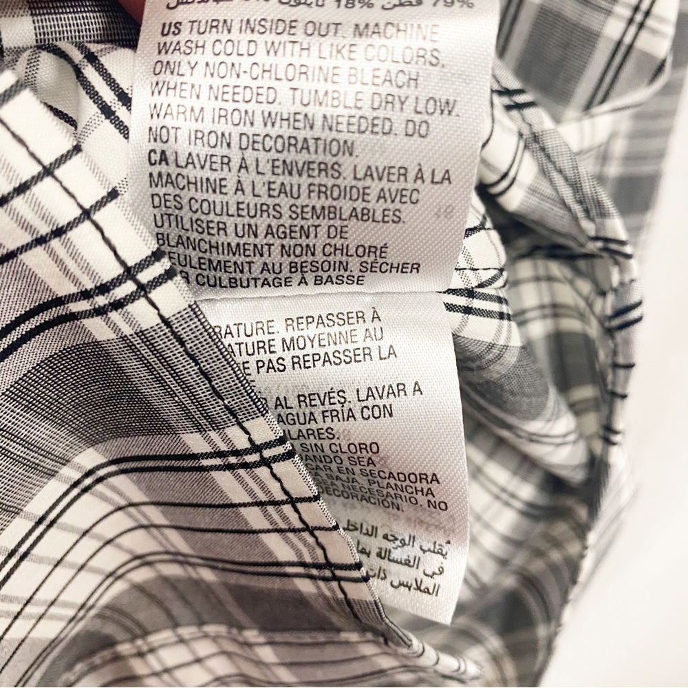 Charter Club Pearl Collar Gray & White Plaid Button Down Shirt - Picture 9 of 10